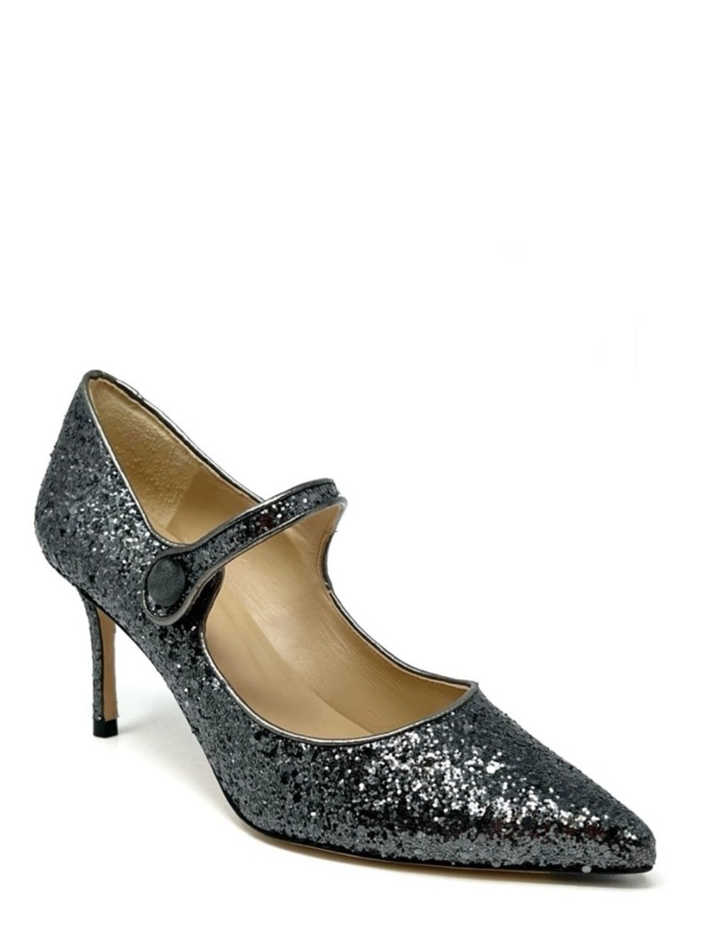 LK Bennett Monica Mary Jane Glitter Heels Size 41 / 11 Antracite (Gunmetal) EUC